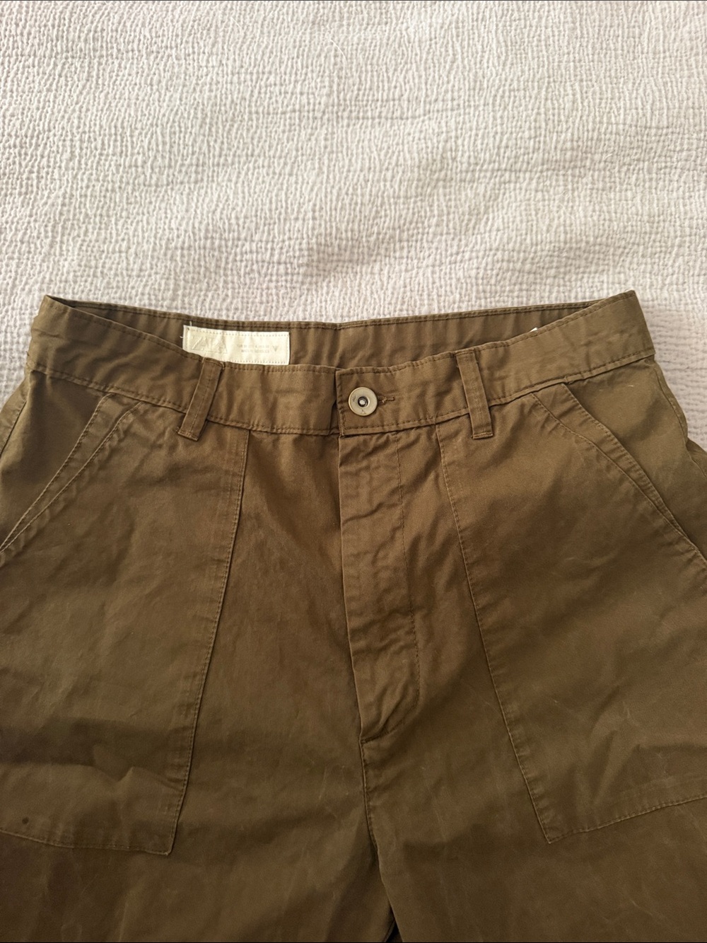 Zara Khaki High-Waist Utility Trousers